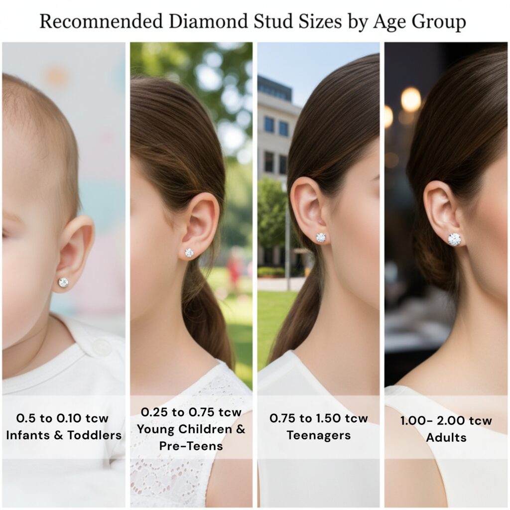Recommended Diamond Stud Sizes for Different Age Groups