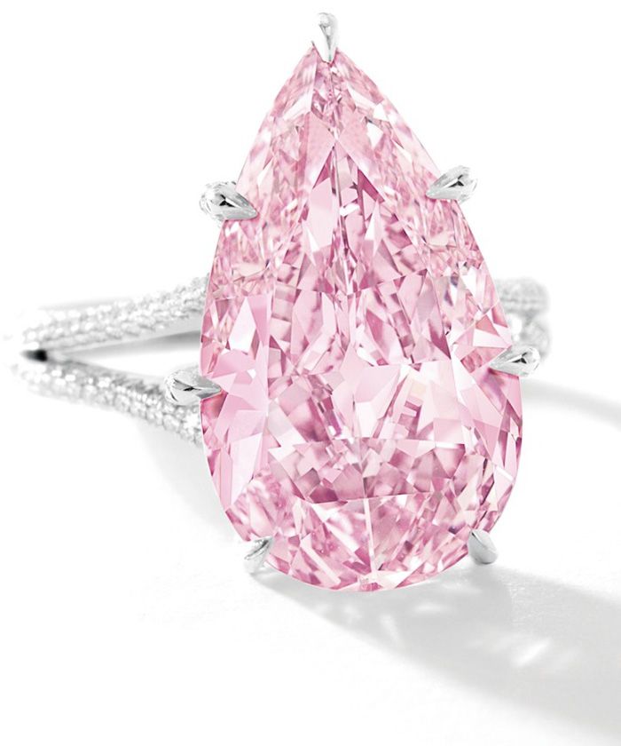 Lab Grown Pink pear cut Diamond Engagement Ring