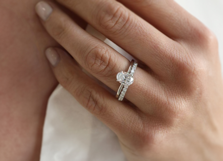 Dual Band Eternity Style Oval Solitaire Engagement Ring | Oval Solitaire Engagement Ring: Buying Guide For Bridal