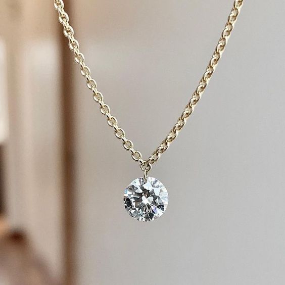 Diamond Solitaire Necklace For Her