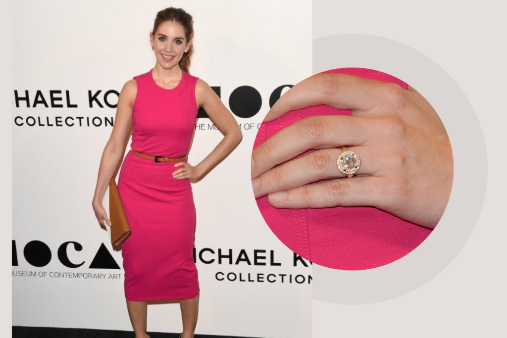 Celebrities Flaunting Rose Cut Diamond Engagement Rings | Alison Brie Rose cut diamond engagement ring