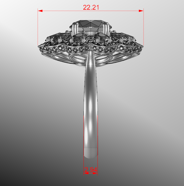 Detailed CAD model of intricate ring design