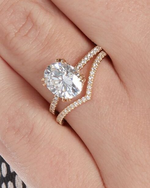 lunette wedding band with engagement rings 