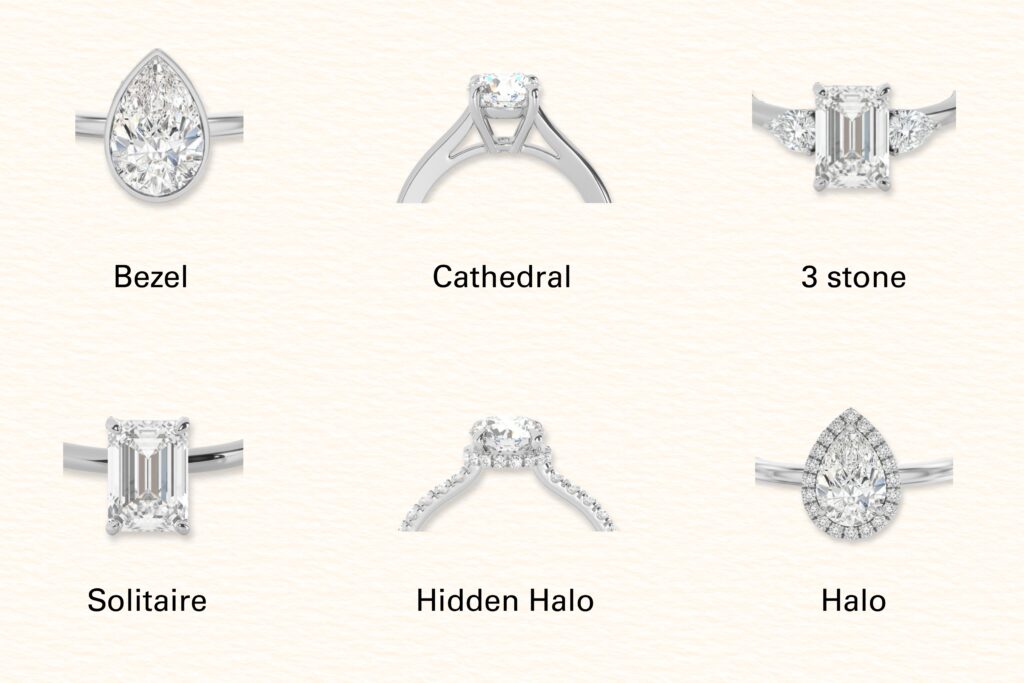 Center Stone How Each Shape Looks with Different Styles and Settings