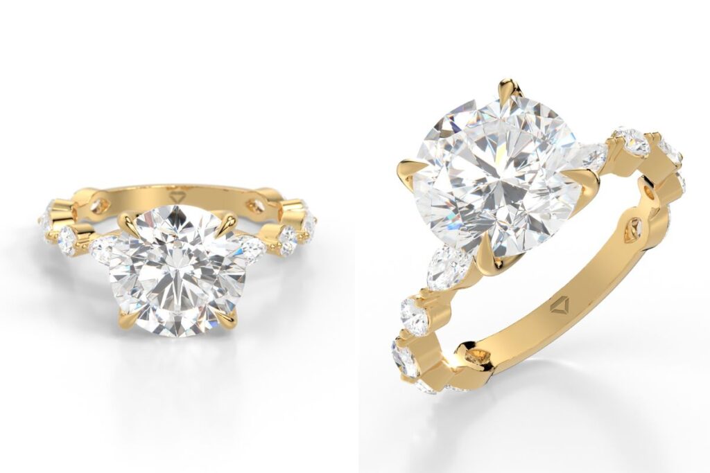 Solitaire Diamond Ring Rendering in Yellow Gold